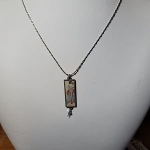 Handmade, Vintage, Geisha Necklace, Silver Plate w/Chain.